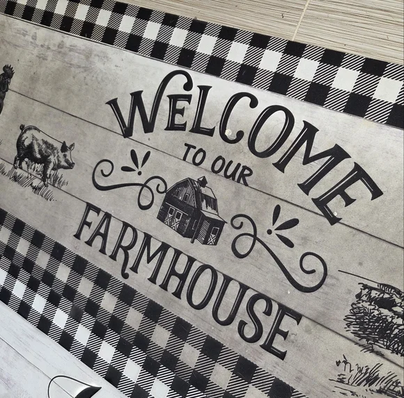 Farmhouse Buffalo Check Kitchen Floor Mats Barn Farm Animals - Picture 6 of 9